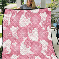Pink Aloha Hawaii Quilt Monstera Hibiscus Plumeria Seamless Vibes - Polynesian Pride