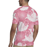 Pink Aloha Hawaii Rugby Jersey Monstera Hibiscus Plumeria Seamless Vibes - Polynesian Pride