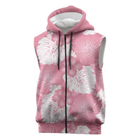 Pink Aloha Hawaii Sleeveless Zip Hoodie Monstera Hibiscus Plumeria Seamless Vibes LT14 Pink - Polynesian Pride
