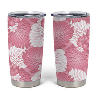 Pink Aloha Hawaii Tumbler Cup Monstera Hibiscus Plumeria Seamless Vibes - Polynesian Pride