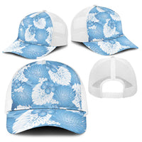 Blue Aloha Hawaii Baseball Net Cap Monstera Hibiscus Plumeria Seamless Vibes LT14 - Polynesian Pride