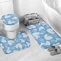 Blue Aloha Hawaii Bathroom Set Monstera Hibiscus Plumeria Seamless Vibes - Polynesian Pride