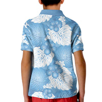 Blue Aloha Hawaii Kid Polo Shirt Monstera Hibiscus Plumeria Seamless Vibes - Polynesian Pride