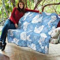 Blue Aloha Hawaii Quilt Monstera Hibiscus Plumeria Seamless Vibes - Polynesian Pride