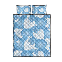Blue Aloha Hawaii Quilt Bed Set Monstera Hibiscus Plumeria Seamless Vibes - Polynesian Pride