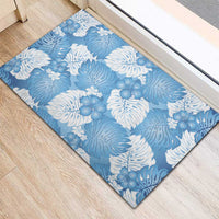 Blue Aloha Hawaii Rubber Doormat Monstera Hibiscus Plumeria Seamless Vibes - Polynesian Pride