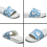 Blue Aloha Hawaii Slide Sandals Monstera Hibiscus Plumeria Seamless Vibes - Polynesian Pride