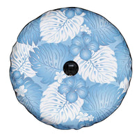 Blue Aloha Hawaii Spare Tire Cover Monstera Hibiscus Plumeria Seamless Vibes - Polynesian Pride