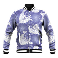 Purple Aloha Hawaii Baseball Jacket Monstera Hibiscus Plumeria Seamless Vibes - Polynesian Pride