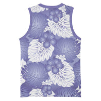 Purple Aloha Hawaii Basketball Jersey Monstera Hibiscus Plumeria Seamless Vibes - Polynesian Pride