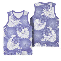 Purple Aloha Hawaii Basketball Jersey Monstera Hibiscus Plumeria Seamless Vibes - Polynesian Pride