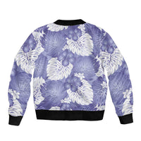 Purple Aloha Hawaii Bomber Jacket Monstera Hibiscus Plumeria Seamless Vibes - Polynesian Pride
