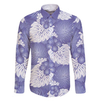 Purple Aloha Hawaii Family Matching Off The Shoulder Long Sleeve Dress and Hawaiian Shirt Monstera Hibiscus Plumeria Seamless Vibes - Polynesian Pride