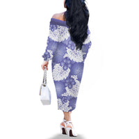 Purple Aloha Hawaii Family Matching Off The Shoulder Long Sleeve Dress and Hawaiian Shirt Monstera Hibiscus Plumeria Seamless Vibes - Polynesian Pride