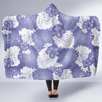 Purple Aloha Hawaii Hooded Blanket Monstera Hibiscus Plumeria Seamless Vibes - Polynesian Pride
