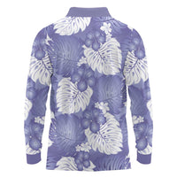 Purple Aloha Hawaii Long Sleeve Polo Shirt Monstera Hibiscus Plumeria Seamless Vibes - Polynesian Pride