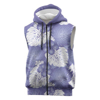 Purple Aloha Hawaii Sleeveless Zip Hoodie Monstera Hibiscus Plumeria Seamless Vibes - Polynesian Pride