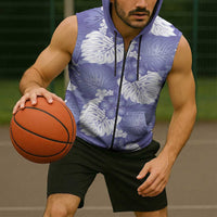 Purple Aloha Hawaii Sleeveless Zip Hoodie Monstera Hibiscus Plumeria Seamless Vibes - Polynesian Pride