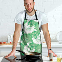 Green Aloha Hawaii Apron Monstera Hibiscus Plumeria Seamless Vibes - Polynesian Pride