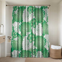 Green Aloha Hawaii Bathroom Set Monstera Hibiscus Plumeria Seamless Vibes - Polynesian Pride