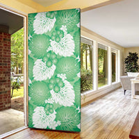 Green Aloha Hawaii Door Cover Monstera Hibiscus Plumeria Seamless Vibes - Polynesian Pride