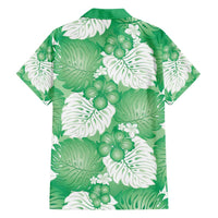 Green Aloha Hawaii Family Matching Long Sleeve Bodycon Dress and Hawaiian Shirt Monstera Hibiscus Plumeria Seamless Vibes - Polynesian Pride