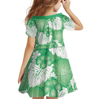 Green Aloha Hawaii Family Matching Off Shoulder Short Dress and Hawaiian Shirt Monstera Hibiscus Plumeria Seamless Vibes - Polynesian Pride