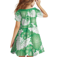 Green Aloha Hawaii Family Matching Short Sleeve Bodycon Dress and Hawaiian Shirt Monstera Hibiscus Plumeria Seamless Vibes - Polynesian Pride