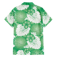 Green Aloha Hawaii Family Matching Short Sleeve Bodycon Dress and Hawaiian Shirt Monstera Hibiscus Plumeria Seamless Vibes - Polynesian Pride
