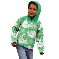 Green Aloha Hawaii Kid Hoodie Monstera Hibiscus Plumeria Seamless Vibes - Polynesian Pride