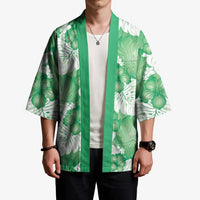 Green Aloha Hawaii Kimono Monstera Hibiscus Plumeria Seamless Vibes - Polynesian Pride