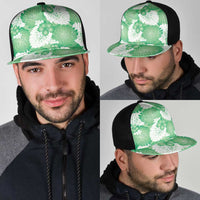 Green Aloha Hawaii Mesh Trucker Cap Monstera Hibiscus Plumeria Seamless Vibes - Polynesian Pride