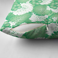 Green Aloha Hawaii Pillow Cover Monstera Hibiscus Plumeria Seamless Vibes - Polynesian Pride