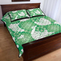 Green Aloha Hawaii Quilt Bed Set Monstera Hibiscus Plumeria Seamless Vibes - Polynesian Pride