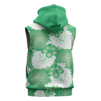 Green Aloha Hawaii Sleeveless Zip Hoodie Monstera Hibiscus Plumeria Seamless Vibes LT14 - Polynesian Pride
