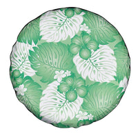 Green Aloha Hawaii Spare Tire Cover Monstera Hibiscus Plumeria Seamless Vibes - Polynesian Pride
