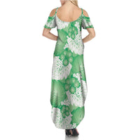Green Aloha Hawaii Summer Maxi Dress Monstera Hibiscus Plumeria Seamless Vibes - Polynesian Pride