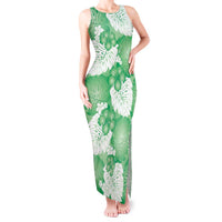 Green Aloha Hawaii Tank Maxi Dress Monstera Hibiscus Plumeria Seamless Vibes - Polynesian Pride
