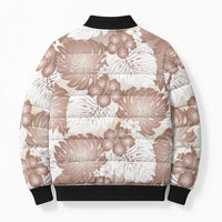 Mocha Mousse Aloha Hawaii Bomber Puffer Jacket Monstera Hibiscus Plumeria Seamless Vibes - Polynesian Pride