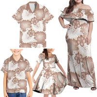 Mocha Mousse Aloha Hawaii Family Matching Off Shoulder Maxi Dress and Hawaiian Shirt Monstera Hibiscus Plumeria Seamless Vibes - Polynesian Pride