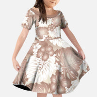 Mocha Mousse Aloha Hawaii Family Matching Short Sleeve Bodycon Dress and Hawaiian Shirt Monstera Hibiscus Plumeria Seamless Vibes - Polynesian Pride