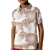 Mocha Mousse Aloha Hawaii Kid Polo Shirt Monstera Hibiscus Plumeria Seamless Vibes - Polynesian Pride