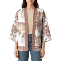 Mocha Mousse Aloha Hawaii Kimono Monstera Hibiscus Plumeria Seamless Vibes - Polynesian Pride