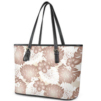 Mocha Mousse Aloha Hawaii Leather Tote Bag Monstera Hibiscus Plumeria Seamless Vibes - Polynesian Pride
