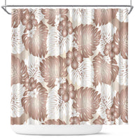 Mocha Mousse Aloha Hawaii Shower Curtain Monstera Hibiscus Plumeria Seamless Vibes - Polynesian Pride