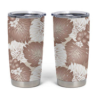 Mocha Mousse Aloha Hawaii Tumbler Cup Monstera Hibiscus Plumeria Seamless Vibes - Polynesian Pride