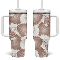Mocha Mousse Aloha Hawaii Tumbler With Handle Monstera Hibiscus Plumeria Seamless Vibes - Polynesian Pride