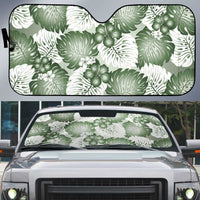 Sage Green Aloha Hawaii Auto Sun Shade Monstera Hibiscus Plumeria Seamless Vibes - Polynesian Pride