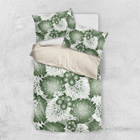 Sage Green Aloha Hawaii Bedding Set Monstera Hibiscus Plumeria Seamless Vibes - Polynesian Pride