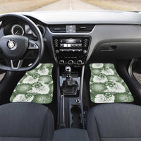 Sage Green Aloha Hawaii Car Mats Monstera Hibiscus Plumeria Seamless Vibes - Polynesian Pride